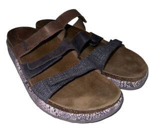 Aetrex Size 9 Isabelle Slides Sandals Comfort Shoes Navy Blue 3 Straps