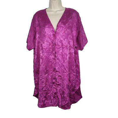 Camisa de dormir Sleep Solutions púrpura con botones vestido camisón mujer talla L DEFECTUOSA  Foto 1 de 4