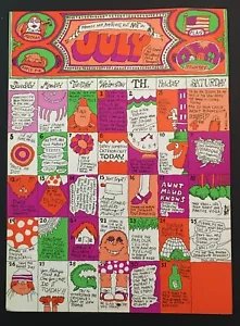 Hallmark Psicodélico Pop Art 1969 Calendario Impreso Contracultura Hippie Dayglo #9 - Imagen 1 de 1