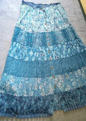 Falda SJB Gasa Algodón Escoba Hecha en India Denim Cintura 36 pulgadas Largo NUEVA CON Etiqueta Foto 1 de 4