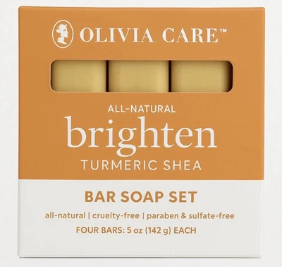 Olivia Care TURMERIC KARITÉ - Juego de 4 barras de jabón en barra iluminadora - 5 oz cada una NUEVO Foto 1 de 3
