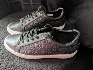 Calvin Klein Women's Black Leather Trainers Size 7 - Picture 1 of 10