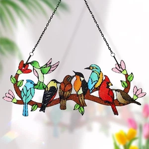 Birds on Branch Stained Glass Suncatcher – Window Decor Gift for Mom - Picture 1 of 4
