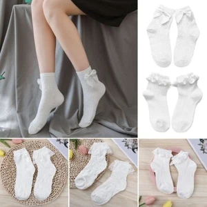 Flower Socks Lolita Lady White Lace Socks Bowknot Socks Pure Cotton JK Socks - Picture 1 of 15