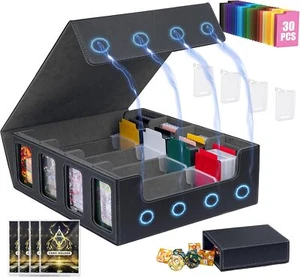 "3200+ Card Storage Box MTG Commander Black Grey w/ Dice Tray, Dividers" - Picture 1 of 7