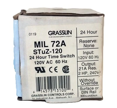 Grasslin MIL72ASTUZ-120 120 V AC 24 Hour Timer Switch - Image 1 of 4