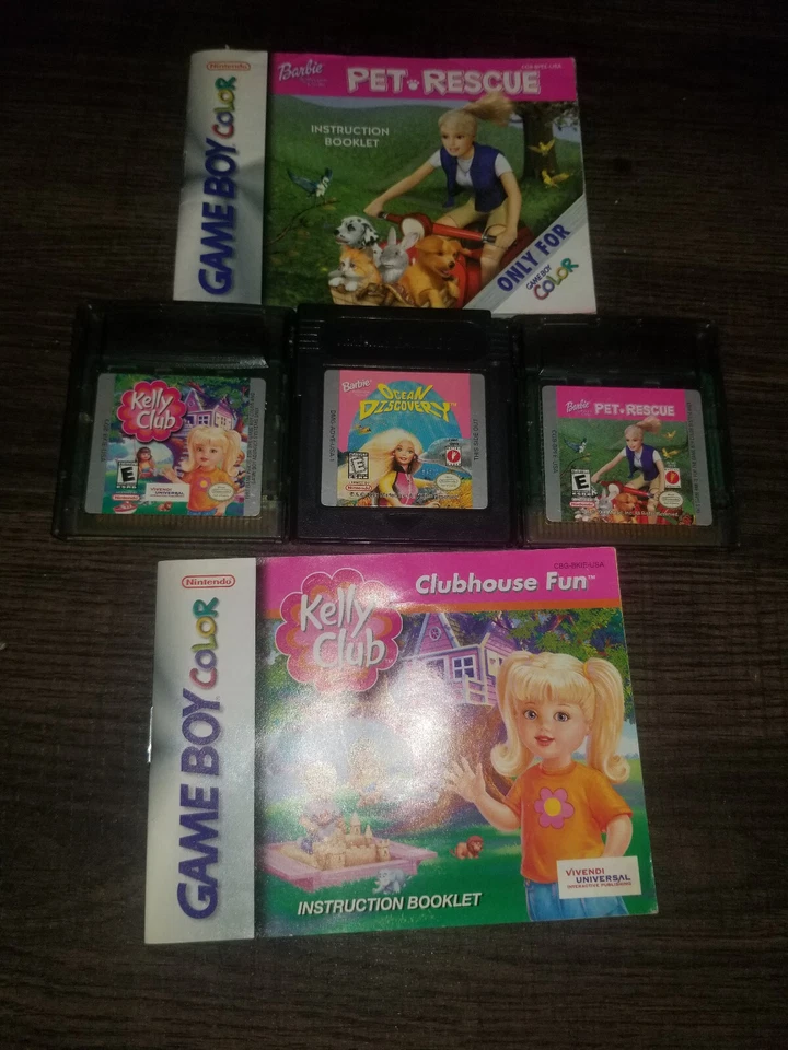 Barbie Ocean Discovery & Pet Rescue Nintendo Game Boy Color Kelly Club w 2 Books - Image 1 of 4