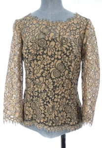 Hobbs Lace Blouse Albany Formal Floral Top Beige Lined Fitted Elegant UK 8 - Picture 1 of 18