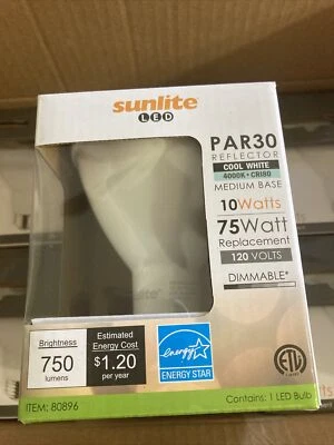 6- Pack Sunlite LED PAR30 Long Neck Bulbs, 4000K, Dimmable, 10W, Medium Base - Image 1 of 4