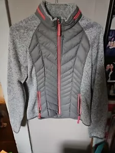 Xersion Women's Jacket,Quilted Sweater Fabric,Hidden Hood,Thumb Holes, Lrg Gray - Picture 1 of 2