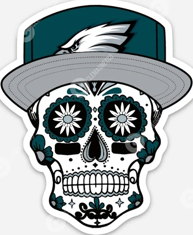 PHILADELPHIA EAGLES SUGAR SKULL MAGNET - Eagles Fans Right NFL Football Hurts Cover
