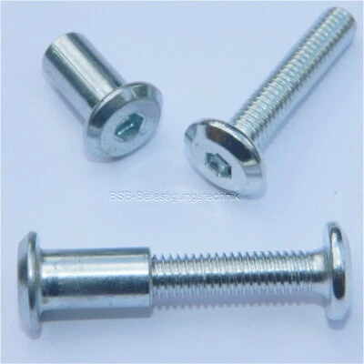 Möbelschrauben Flachkopfschrauben Hülsenmuttern M6 Stahl verzinkt Innensechskant - Bild 1 von 3