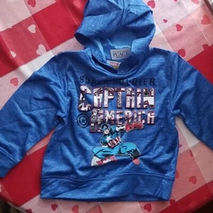New Marvel Captain America Hoodie Sweatshirt Boy 4, 5-6, 7-8, 10-12 AVENGERS - Picture 1 of 2