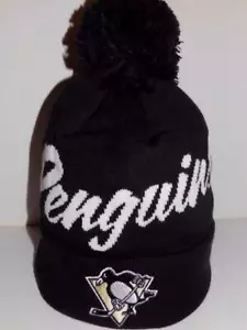 Pittsburgh Penguins Mitchell & Ness Doble Puño Tejido Sombrero Negro Gorro Nuevo con Etiquetas - Imagen 1 de 4
