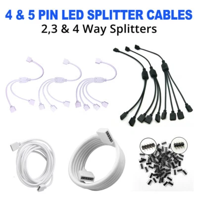 4/5Pin 1/2.5/5M Extension Cable Connector Adapter for RGB/RGBW LED Strip Light - Image 1 of 4