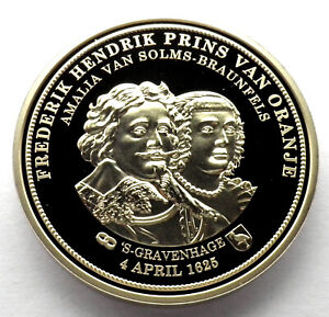 DUTCH PRINCE FREDERIK HENDRIK & AMALIA OF SOLMS-BRAUNFELS UNC médaille 40 mm. BB3