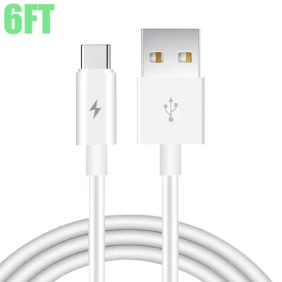 6FT USB Type C Male to USB-A 2.0 Male Cable Sync Data Charging Cord PVC White - Image 1 of 2