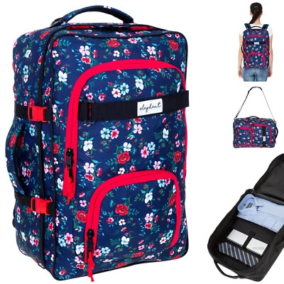 Rucksack Handgepäck IATA Damen Flieger Elephant Travel Fly 13023 Flower Blau - Bild 1 von 4