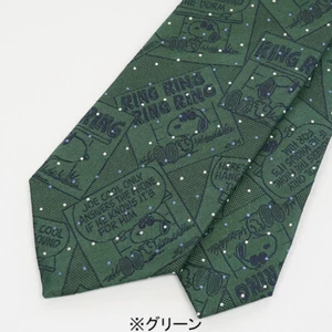 Corbata PEANUTS Snoopy seda 100 % (ancho 8 cm) Joe Cool Comics patrón verde - Imagen 1 de 3