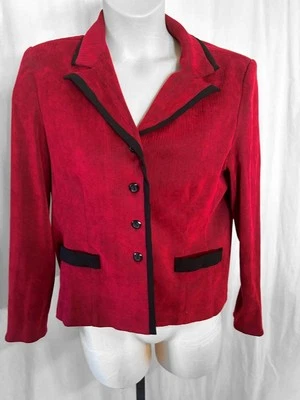 Mujer Talla 18 Perceptions Rojo y Negro Traje Chaqueta 4 Botones Cuello Manga Larga Foto 1 de 4