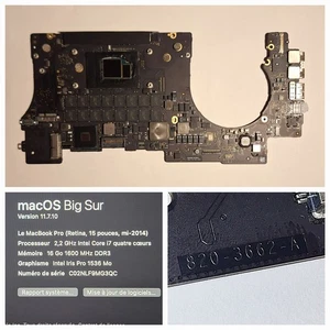 Carte Mère MacBook Pro 15" A1398 (2013, 2014) 2,2 GHz i7 16 Go - 820-3662 Logic - Zdjęcie 1 z 10