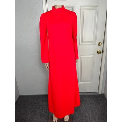 Vintage 60s Handmade Women's Dress Mod Maxi Bright Bell Sleeve Retro WW8 - Image 1 of 4