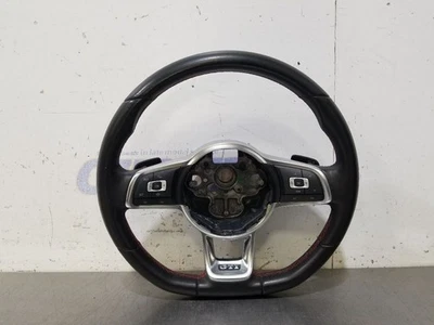 21 2021 VOLKSWAGEN GOLF GTI STEERING WHEEL BLACK LEATHER WITH RED STITCHING - Image 1 of 4