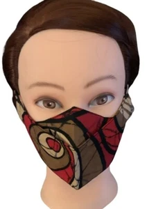 Face Mask Cloth Reusable Adjustable Elastic Straps Expandable (2 Pair) Red/Black - Picture 1 of 2