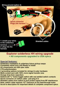 Explorer HH Wiring Upgrade MV/2T/Switchcraft L telaio 3 vie + specifiche componenti USA - Foto 1 di 9