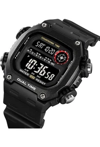 Men’s Digital Watch - Square Waterproof -Sports LED with Date & Alarm - Picture 1 of 12