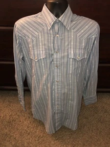 Plainsman Western Pearl Snap Extra Long Tails  Large Shirt 16-16 1/2 - Picture 1 of 5
