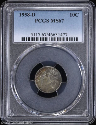 1958-D 10c Roosevelt Dime PCGS MS 67 | Uncirculated UNC BU - Image 1 of 4