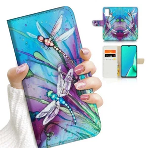 ( For ZTE Blade A51 ) Wallet Flip Case Cover AJ23424 Blue Dragonfly - Picture 1 of 7