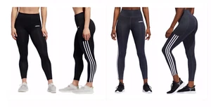 New Women's Adidas 7/8 Striped Leggings Black Gray Choose Size XS S M L XL 2XL - Picture 1 of 15