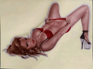 SEXY GIRL STICKER "FUN TIME" 3 3/4 X 2 1/2" PEEL OFF DECAL - Picture 1 of 1