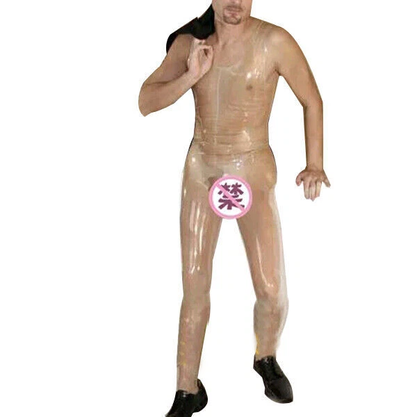 Latex Rubber Gummi Catsuit Sleeveless Transparent Bodysuit Zentai 0.4mm S-XXL - Bild 1 von 1