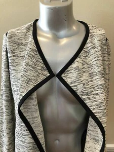 Ann Taylor M Gray White Black Tweed Open Cardigan Sweater Retails $149 - Picture 1 of 6