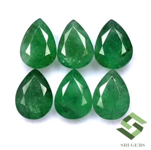 6.26 CTS Certified Natural Emerald Pear Cut 8x6 mm Lot 06 Pcs Untreated Gemstone - Picture 1 of 5