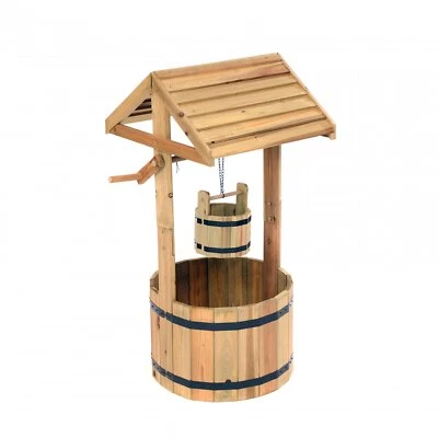 NEW! Garden Wooden Wishing Well Flower Planter Ornamental Plant Pot