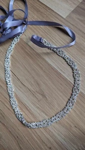Bridal Wedding Bridesmaids Dress Rhinestone Crystal Sash Ribbon Belt - Lilac - Picture 1 of 3