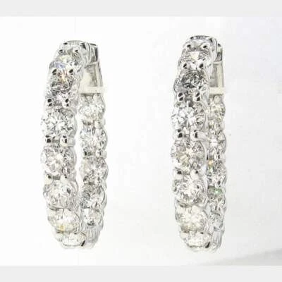 11.05CT. Round Brilliant Diamond Inside Outside Set 14K White Gold Hoop Earrings - Image 1 of 4