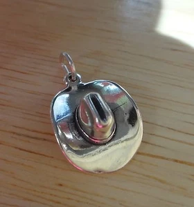 Sterling Silver 3D 19x15x7mm Cowboy Western Hat Charm - Picture 1 of 7