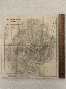 C. 1884 Rare Map Mount Desert Island Maine Eastern Railroad Company Bar Harbor - Picture 1 of 12