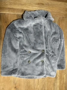 Free People Teddy Kate Faux Fur Peacoat Women’s Small Buttoned Lined Gray Jacket - Picture 1 of 8