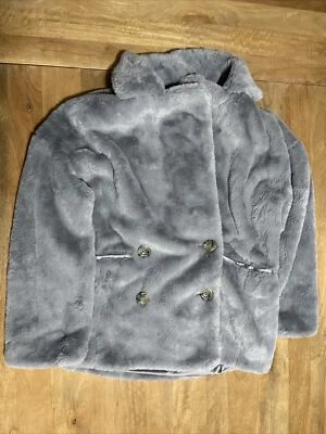 Free People Teddy Kate Faux Fur Peacoat Women’s Small Buttoned Lined Gray Jacket - Image 1 of 4