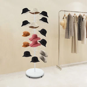 White Metal Hat Rack Freestanding Hat Display Stand For 35 Hat Display Rack USA - Picture 1 of 16