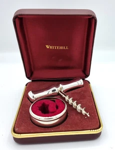 Vintage Whitehill Silver Plated Corkscrew & Napkin Ring in Original Box - Picture 1 of 8