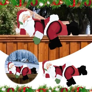 Christmas Yard Decorations Santa Fence Peeker Santa Outdoor Windows Party Decor - Picture 1 of 7