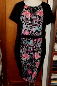 Boutique Plus Size 2-X Women's Black Floral Short Sleeve Dress NWT MSRP$60.00 - Picture 1 of 8