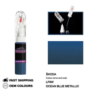 FOR SKODA OCEAN BLUE LF5W Touch Up Paint Pen Brush Fix Kit Scratch Chip Set Mark - Picture 1 of 8